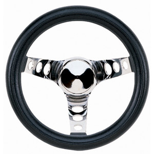 Grant 3 Spoke Steering Wheel | Black Foam Grip | Chrome Steel Spokes | Horn Button Included Grant 3 Spoke Steering Wheel | Black Foam Grip | Chrome Steel Spokes | Horn Button Included
