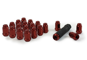 Gorilla 5 Lug Wheel Installation Kit | 12x1.25 Thread, 60 Degree Conical, Spline Drive | Red Steel Lug Nuts