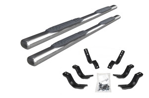 Go Rhino 1000 Series Nerf Bar for Various 2005-2022 Toyota Tacoma | Polished Stainless Steel 4 Inch Oval Straight with Replaceable End Caps