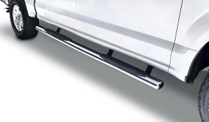Ford F-Series 2015-2023 | Go Rhino Polished Stainless Steel 4 Inch Nerf Bar with Step Pads Ford F-Series 2015-2023 | Go Rhino Polished Stainless Steel 4 Inch Nerf Bar with Step Pads