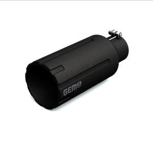 GEM Tube Exhaust Tail Pipe Tip | Ultimate Corrosion Protection | 5" Outlet | Black Aluminum/Stainless | Bolt-On | GEM Logo