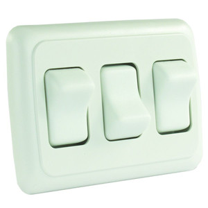 Enhance RV Interior with JR Products Triple Rocker Switch | 16A at 125-250V | White Non-Lighted Switch Panel