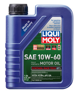 Liqui Moly Oil 2068 Synthoil Race Tech; SAE 10W-60; Synthetic; 1 Liter Bottle; Single Liqui Moly Oil 2068 Synthoil Race Tech; SAE 10W-60; Synthetic; 1 Liter Bottle; Single