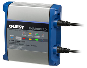 Marinco Guest ChargePro Battery Charger, 5 Amp 1 Bank Charger, Fully Automatic Waterproof IP67, For 12 Volt Flooded/ AGM Lead Acid Batteries Marinco Guest ChargePro Battery Charger, 5 Amp 1 Bank Charger, Fully Automatic Waterproof IP67, For 12 Volt Flooded/ AGM Lead Acid Batteries
