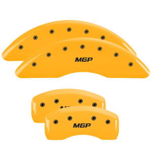 Upgrade Your Chevy 2500 HD | MGP Logo Yellow Caliper Covers | Set Of 4 Upgrade Your Chevy 2500 HD | MGP Logo Yellow Caliper Covers | Set Of 4