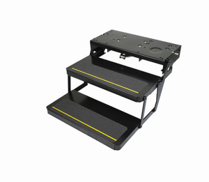 Lippert Components Entry Step | Series 40 24x10 | Double Electric | 300lb Cap | Heavy Gauge Steel | Retracts Automatically | Anti-Slip Surface | 12V DC Motor | Hidden Light | 9 Inch Rise | Limited Warranty