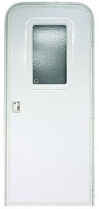 Waterproof Radius Entry Door | 26x72 | Right Hinges | Keyed Entry | Polar White | Global Handle | Easy Install | Durable