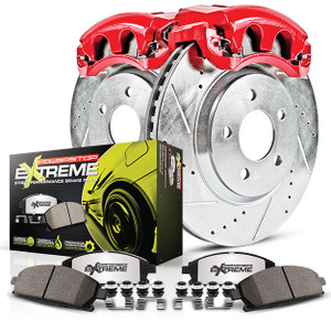 Upgrade your Wrangler JK's braking power with Power Stop Carbon Fiber Ceramic Brake Kit! 1-Click kit features cross-drilled & slotted rotors for noise-free, dust-free braking!