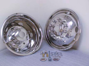 Upgrade your Dodge Ram 4500, 5500 with Phoenix USA Wheel Simulator Set | Fits 19-1/2 Inch 10 Lug Wheels | Polished Stainless Steel | Bolt-On | Set of 4