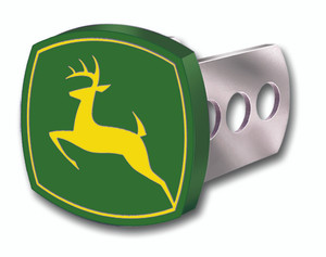 Plasticolor Trailer Hitch Cover 002232R01 Hitch Plugs; Fits 2 Inch Receiver; True-Color John Deer Logo; Green/Yellow; Metal