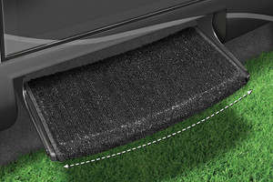 Upgrade your RV steps | Curved Radiu RV Step Rug, 22 Inch Width, Black Outdoor Turf, Easy Install