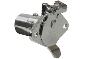Chrome Plated 4 Way Round Socket for Trailers | Dust & Water Resistant | 20 Amps