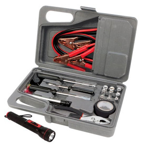 Premium Performance Tool Emergency Kit | 8ft Jumper Cables, Flashlight, Tire Gauge, and More! | Superior Quality & Lifetime Warranty