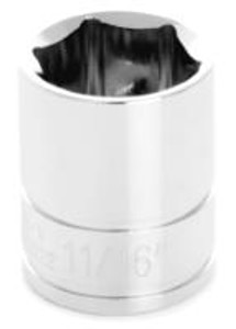 Performance Tool Socket W38022 3/8 Inch Drive; 11/16 Inch; Standard; 6 Point; Polished Nickel Chrome Plated; Vanadium Alloy Steel; Single