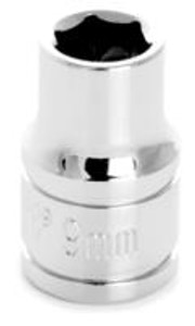 Polished Nickel Chrome Plated 9mm Socket | Metric 6 Point Vanadium Steel | Strong Durable Design