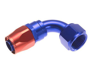 High Performance -6 AN 90 Degree Hose End Fitting | Redhorse Racing Quality | Blue/Red Anodized Finish