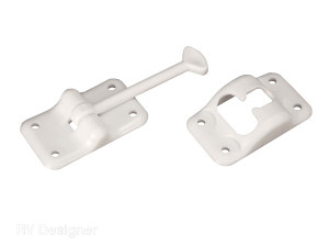 RV Designer T-Style Door Catch| For Keeping RV Doors Open| 3-1/2 Inch Length| White Plastic