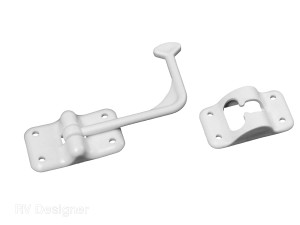 Secure Your RV Doors | 90 Degree Angled White Plastic Catch | Easy Install Secure Your RV Doors | 90 Degree Angled White Plastic Catch | Easy Install