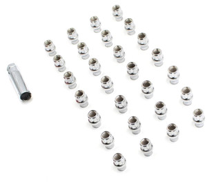 Coyote 14x1.5 Short Shank Lug Nuts | 6 Spline Tool | Set of 32 Chrome Plated Bolts