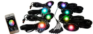 Race Sport Lighting Underbody Light Kit RSLD8KITCS ColorSmart; Pod Strips; Multi-Color; 12 Volt DC; Black Housing; With Bluetooth App Control; 8 Pieces