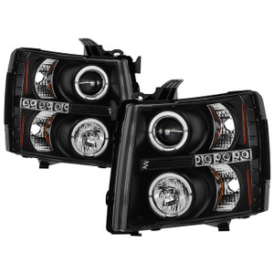 Enhance Your Chevy Silverado's Style | LED Halo Headlights | Clear Bulb | Black Housing | Set of 2