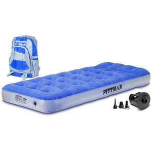 AirBedz Air Mattress PPI-BLU KIDMAT Twin; Portable Battery Powered Air Pump; Blue; With Fun Travel Backpack/Patch Kit And Glue