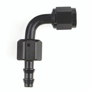 SpeedFX Hose End Fitting 520690BK Full Swivel; Push On; -6AN; 90 Degree; Anodized; Black; Aluminum; Single