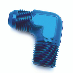 High Performance -3AN x 1/8 NPTF 90 Deg Coupler | Blue Anodized Aluminum | Made in USA