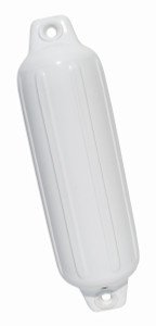 Taylor Made Ribbed Boat Fender | Round 5x18, White Vinyl, Needle Valve, Inflatable