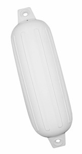 Taylor Made Boat Fender | Ribbed Round Vinyl | White 6x22 | Inflation Valve | Lightweight & Water Repellent