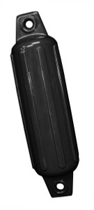 Taylor Made Black Boat Fender | Ribbed Round 4x16 | Vinyl with Valve | Acrylic Fabric | Lightweight & Water Repellent