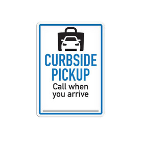 Top Tape Curbside Pick Up Sign | Address Parking Policy | Blue & Black Design