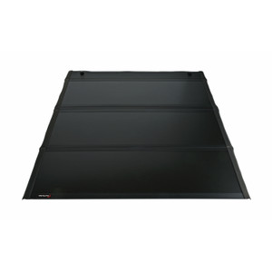 Enhance Your Nissan Frontier 2005-2021 with TFX Premium Tri-Fold Tonneau Cover | Tailgate Handle Lock, Matte Black Aluminum, 3 Riding Positions