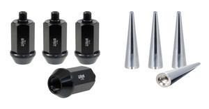Black Acorn Lug Nuts Set | CNC Machined Forged Steel | 7/16x20 Thread, 60 Conical | True Spike | Set Of 4 Black Acorn Lug Nuts Set | CNC Machined Forged Steel | 7/16x20 Thread, 60 Conical | True Spike | Set Of 4