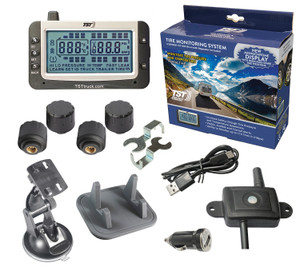 Enhance RV tire safety | TST TPMS 507 Series - 4 Cap Sensors | Wide Screen Display, Audio & Visual Alerts