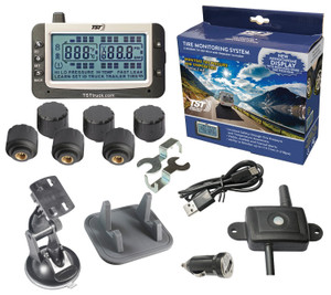 Enhance RV and Trailer Safety | 507 TPMS for Rubber/Metal Valve Stems | 6 Cap Sensors | Wide Screen Display