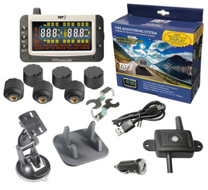 Increase Tire Safety | TST TPMS 507 Series | 6 Cap Sensors | Wide Screen Display | Audio Visual Alerts