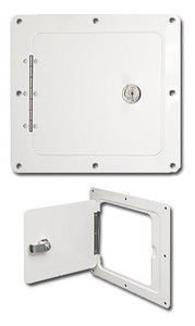 Durable Stainless Steel Access Door | 5x5 Door/13x12 Frame | Lockable White Door Latch | for RVs and Specialty Vehicles