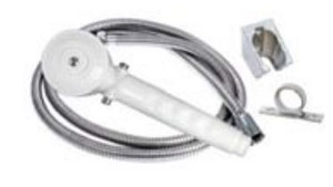 Phoenix White Hand-Held Shower Head | 60 Inch Stainless Steel Hose | Single Spray | Trickle Shut-Off Phoenix White Hand-Held Shower Head | 60 Inch Stainless Steel Hose | Single Spray | Trickle Shut-Off
