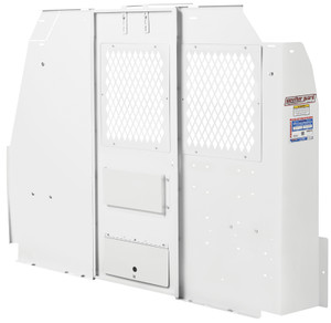 Enhance Cargo Van Safety and Organization with Weather Guard Full Bulkhead Divider | Mesh Window | White Steel