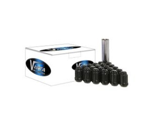 Vista Lug Nuts Wheel Installation Kit DPC55012SB 5 Lug Kit; 1/2 Inch x 20 Thread Size; 60 Degree Conical Bulge; Spline Drive; Acorn; 1.38 Inch Overall Length; 6 Spline Tool