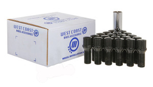 Enhance Your Ride with West Coast 5 Lug 12mm Black Spline Acorn Wheel Installation Kit | 20 Bolts & Key Socket