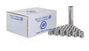 Premium Chrome Acorn Wheel Installation Kit | 6 Lug 1/2x20 | Heat Treated Lugs, Lug Nut Socket Key