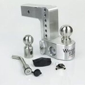 Weigh Safe Trailer Hitch Ball Mount WS6-2.5 Fits 2-1/2 Inch Receiver; 18500 Gross Trailer Weight; Adjustable; Stowable; 6 Inch Drop/7 Inch Rise; 8000 Pound 2 Inch Ball/18500 Pound 2-5/16 Inch Ball; Stainless Steel Balls; Brushed Aluminum Drawbar