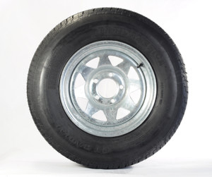 Upgrade your trailer with Loadstar K550 Tire/ Wheel Assembly | 13x4 Size | 5x114.3 and 5x4.50 Bolt Pattern | Galvanized Steel | ST175 x 80D13 | One Year Warranty