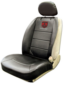 Plasticolor Seat Cover 008585R01 Low Back/Sideless; Dodge//Logo; Fabric; Black/Blue/White/Red; Single; With Headrest Cover