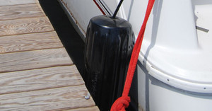 Taylor Made Boat Fender | Big B  Ribbed Cylinder | 8” x 20” | Black Onyx Vinyl | Inflation Valve | Made in USA