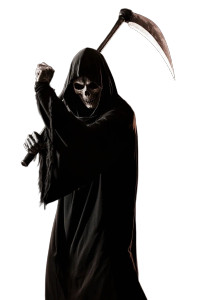 Grim Reaper Scythe Dramatic Vinyl Car Decal Sticker – Waterproof & UV-Resistant 4.48"