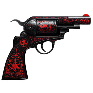 Black Colt Revolver Red Symbols Vinyl Car Decal Sticker – Waterproof & UV-Resistant 4.0"