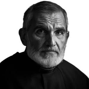 Black White Priest Photo Vinyl Car Decal Sticker – Waterproof & UV-Resistant 4.0"